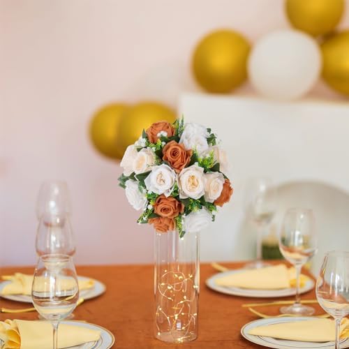 Blosmon Artificial Rose Kissing Balls 2 Pcs with Base for Wedding Centerpieces