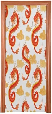 Susiyo Red Chinese Dragon Halloween Door Cover