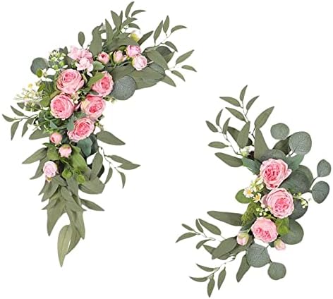 Almencla Artificial Peony Wedding Arch Flowers 2Pcs Pink