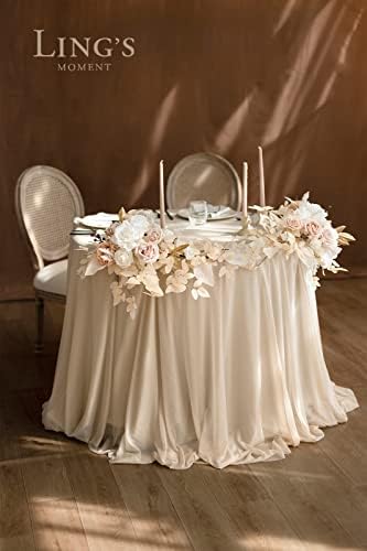 Lings Moment 2PCS White Beige Artificial Floral Centerpieces