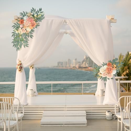 Burnt Orange Artificial Wedding Arch Flowers Set of 2