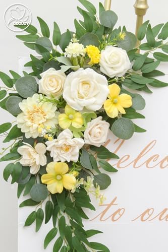 Pack of 2 Yellow Artificial Wedding Arch Flowers Reusable Decorations