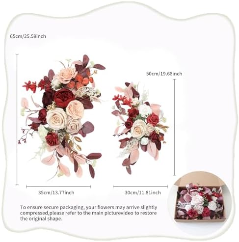 Odouzy Pack of 2 Reusable Red Artificial Wedding Arch Flowers