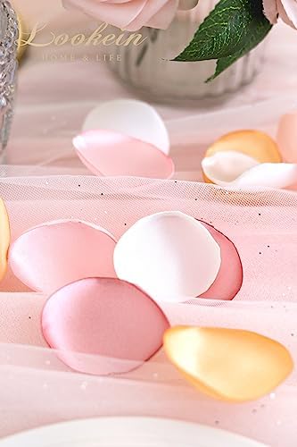 Lookein 300pcs Rose Petals Satin for Wedding Decorations