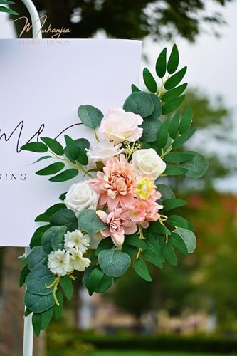Wedding Sign Faux Flower Swag Pack of 2 Pink Decor