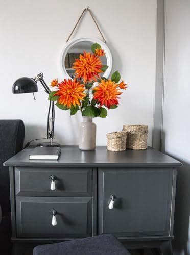 3Pcs Orange Artificial Dahlia Flowers Fall Decor