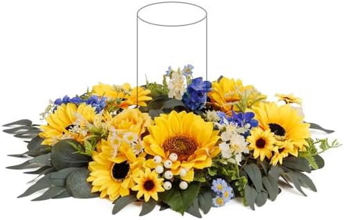 TINGE TIME Artificial Flowers Candle Rings 15 Inch