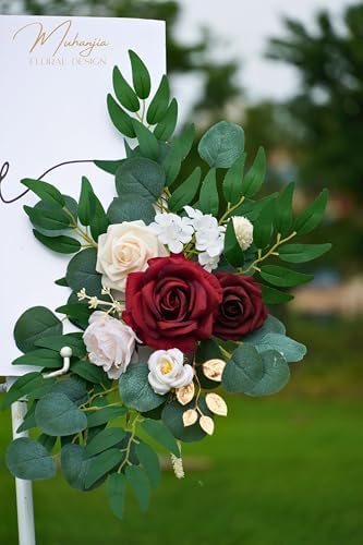Red Wedding Sign Faux Flower Swag Set of 2