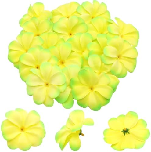 100 Pcs 28 Inch Hawaiian Plumeria Artificial Flower Heads Light Green