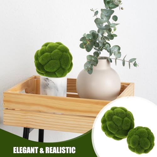 STOBAZA 4pcs Artificial Green Moss Balls for Decor