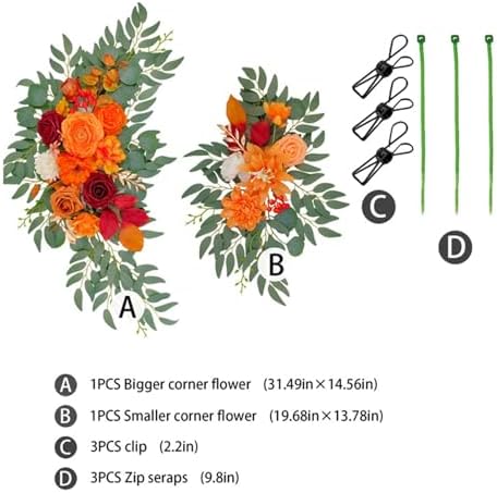 Menolana 2X Artificial Orange Floral Swag Wedding Arch Decor