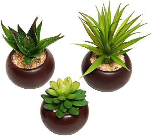 MyGift Artificial Succulent Plants Set of 3