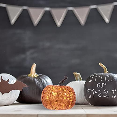 NUOBESTY 10pcs Glitter Foam Pumpkin Artificial Decorations