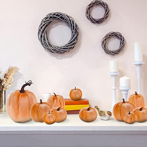 12Pcs Artificial Velvet Pumpkin Set Fall Decor