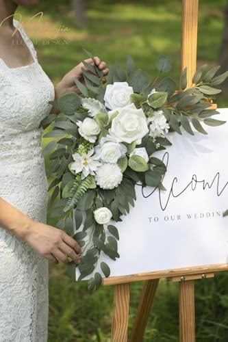 Muhanjia Wedding Sign Faux Flower Swag Pack of 2