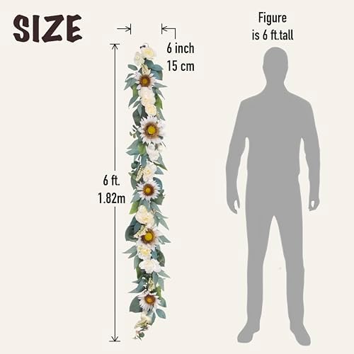 6 Ft Warm White Artificial Flower Garland Decor