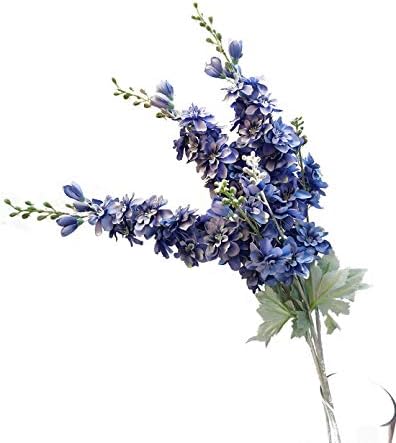 3pcs Artificial Delphinium Ajacis Flowers Blue Wedding Decoration