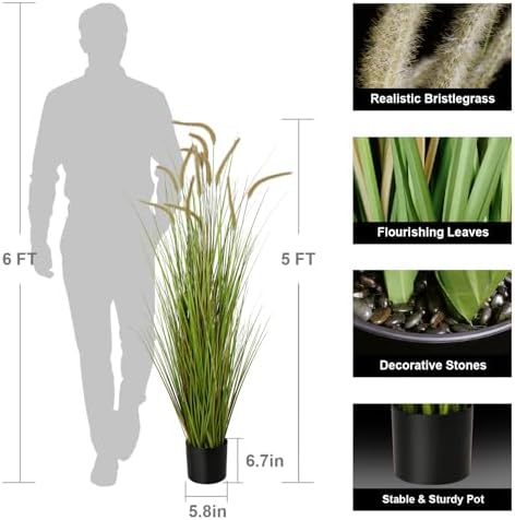 KOL 5ft Artificial Horsetail Reed Grass 2 Pack