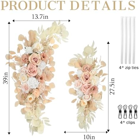 Tings Time Wedding Arch Flowers Set Pack of 2 Beige