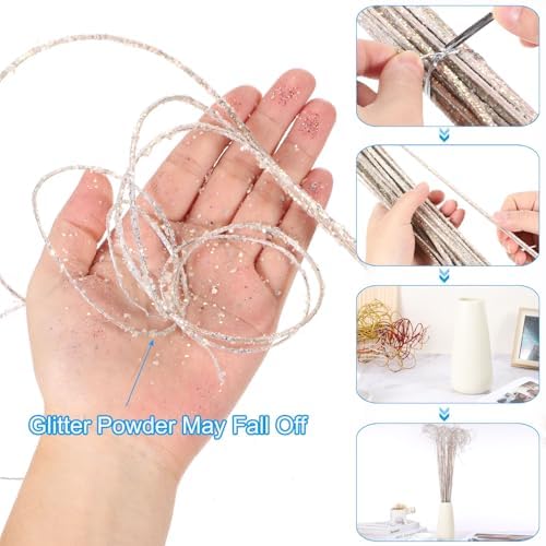 PATIKIL Glitter Curly Branches 60 Pcs Silver