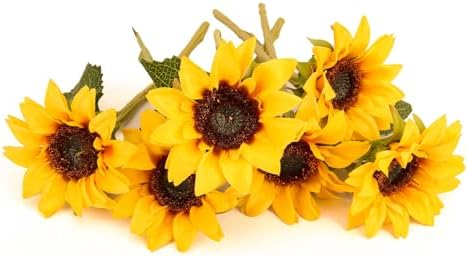 6PCS Artificial Sunflowers Bouquet Faux Flowers for Decor