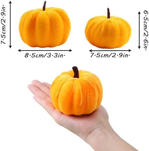 SITUMEIZI 12 Pcs Velvet Foam Pumpkins for Fall Decor