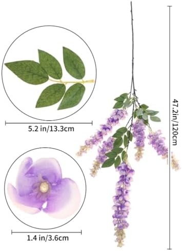 47 Inch Silk Amber Wisteria Artificial Flowers 2 Branches