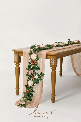 Lings Moment 5FT Artificial Rose Garland Ivory Arch Decor