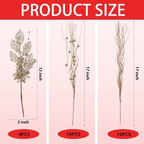 36 Pcs Glitter Christmas Tree Picks 17 Inch Decor