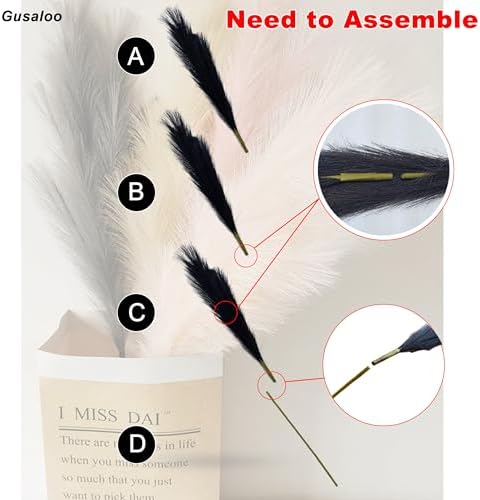 6 Pcs Artificial Pampas Grass 47 Inch Tall Boho Decor