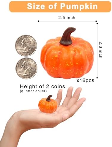 Vensovo Orange Foam Mini Pumpkins 2 Inch 16PCS Set