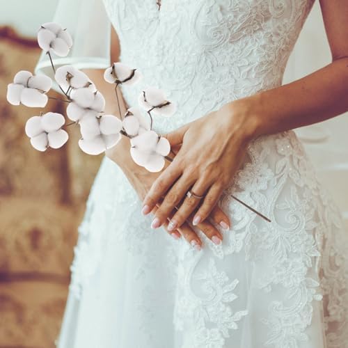 Ciieeo Artificial Cotton Flowers 10 Head Bunches