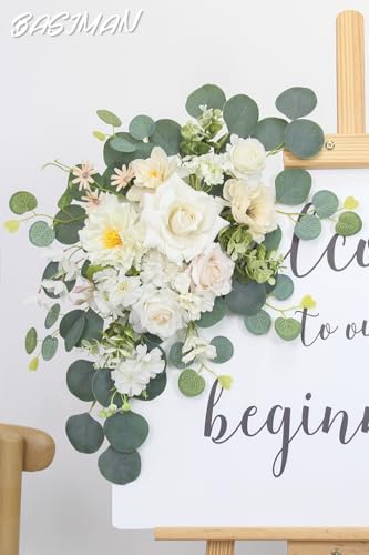 2pcs Champagne White Wedding Arch Flowers with Cable Ties