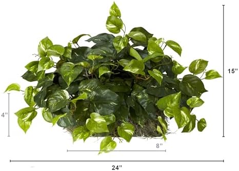 Nearly Natural 15in Pothos Ledge Plant Silk Green
