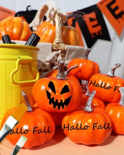 Vensovo Orange Foam Mini Pumpkins 2 Inch 16PCS Set
