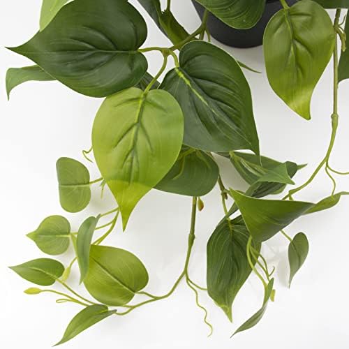 LOYWREE Realistic Artificial Pothos Plant with Black Pot
