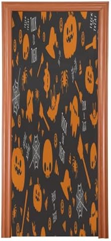Susiyo Halloween Skull Pumpkin Door Cover 35x79 Inch