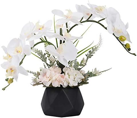 LESING Artificial Orchid Arrangement with Black Vase 1
