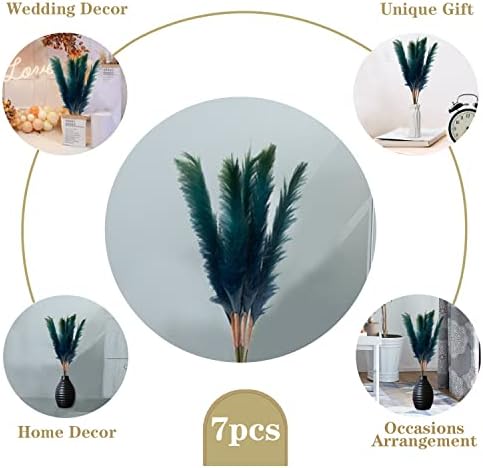 7Pcs Blue Artificial Pampas Grass Decor