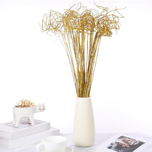 PATIKIL Glitter Curly Willow Branches 30 Pcs Gold