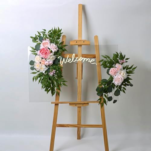 AitnWoy Artificial Wedding Arch Flowers Kit 2PCS Pink