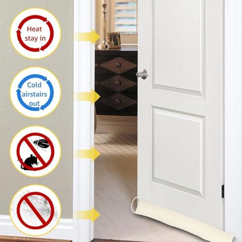 Abizarch Door Draft Stopper Weatherproof Soundproof Beige