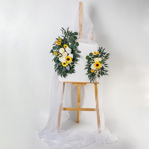 AitnWoy Artificial Wedding Arch Flowers Kit 2PCS Dust Rose