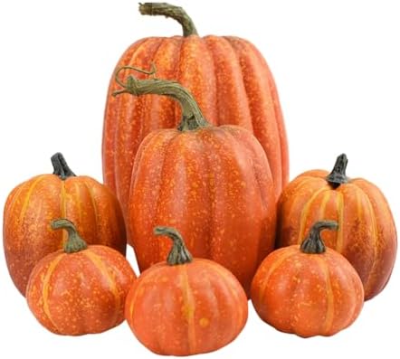 Cabilock Artificial Mini Pumpkins 7pcs Fall Decor