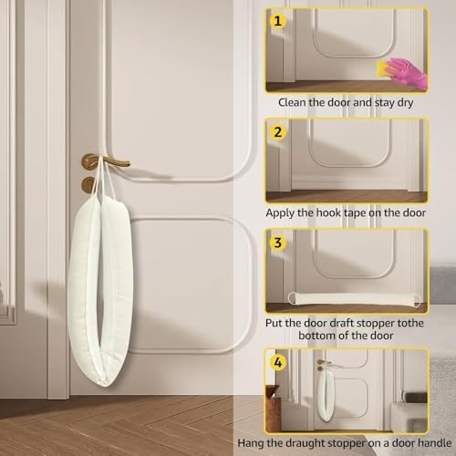 Abizarch Door Draft Stopper Weatherproof Soundproof Beige