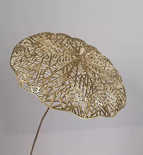 5pcs Artificial Gold Lotus Golden Flowers Leaves Stem Plants for Flowers Arrangement