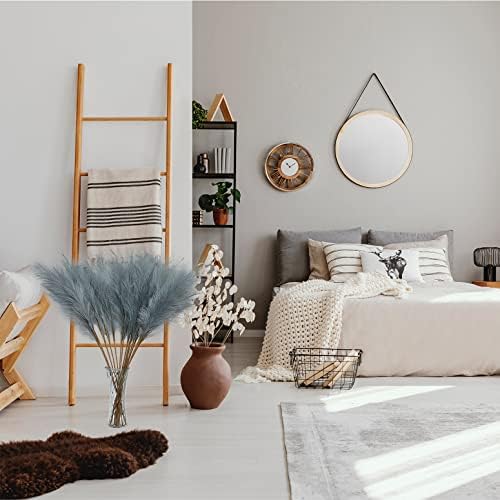 FOTEEWL 8 Pc Faux Pampas Grass Decor Grey