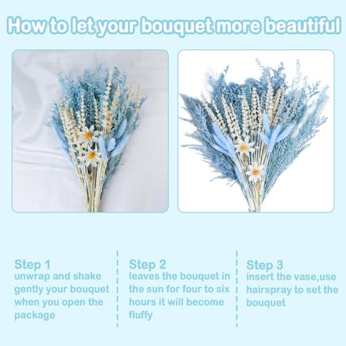 Lovmeety Natural Dried Pampas Grass Bouquet