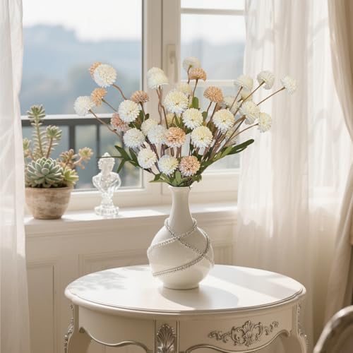 10 Pcs Artificial Mums with Long Stems