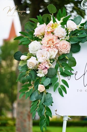 Wedding Sign Faux Flower Swag Pack of 2 Pink Decor